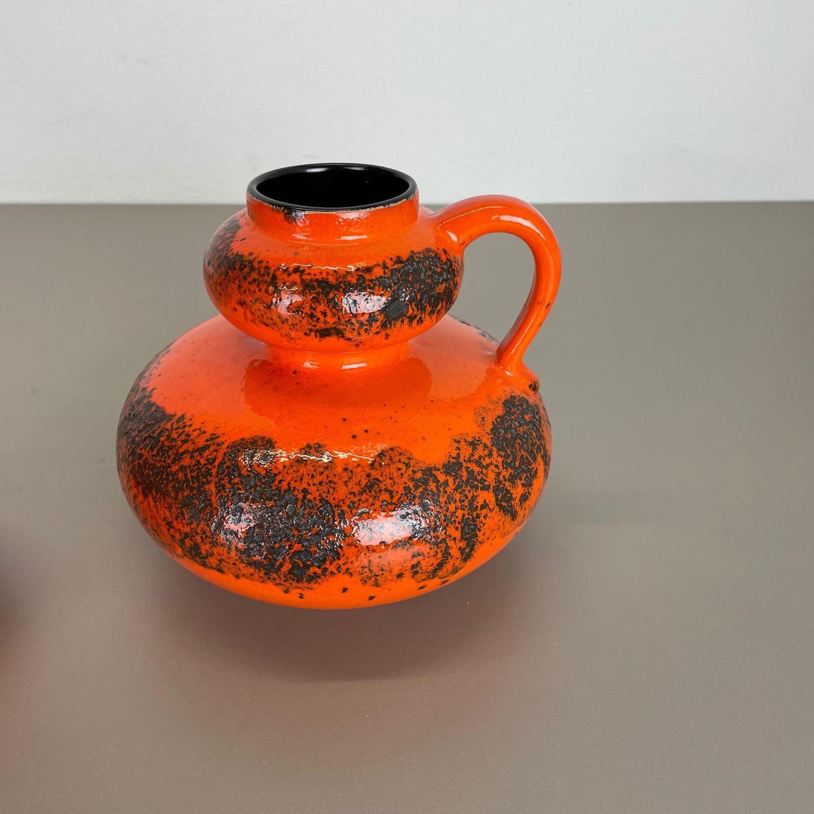 Set Of Two Pottery Fat Lava Vases "Orange" Made By Spara Ceramic, Germany 1970s photo vinterior
