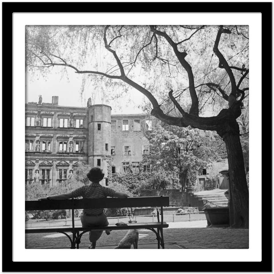 Karl Heinrich Lämmel Woman On Bench In Front Of Heidelberg Castle, Germany 1936, Printed Later 1936/2021 photo Art
