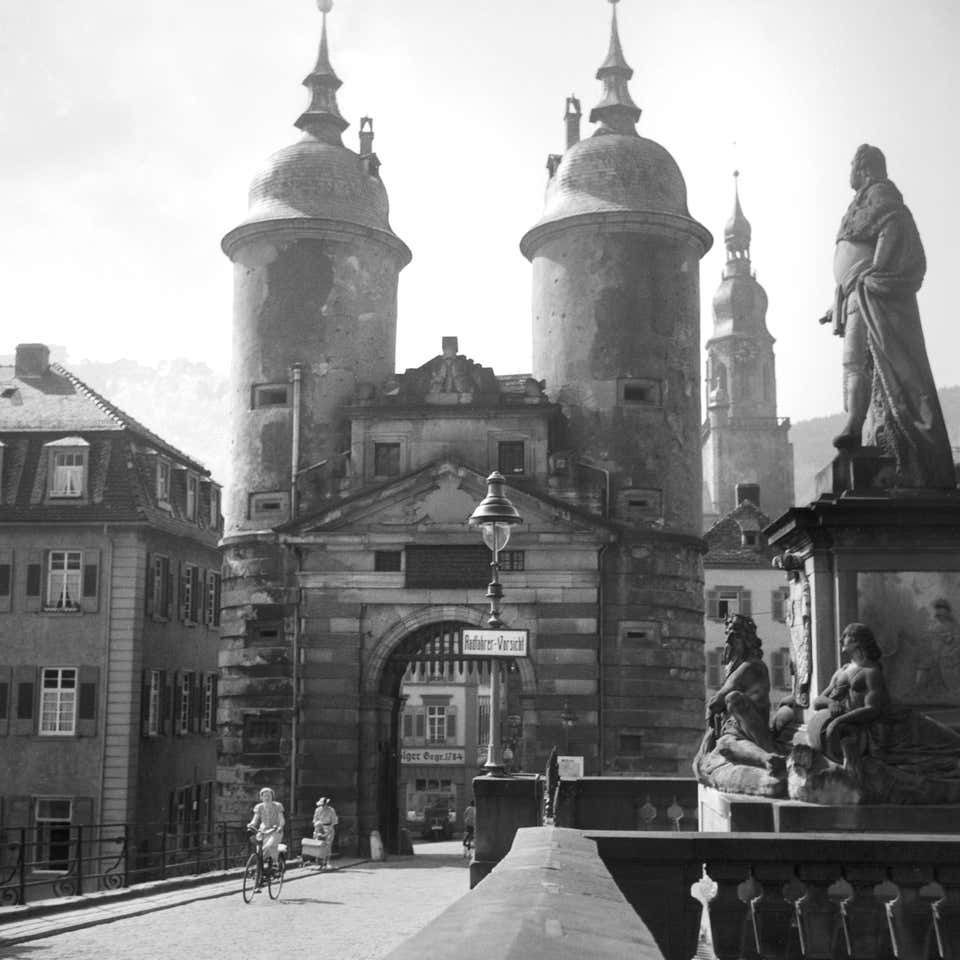 Karl Heinrich Lämmel Bridge River Neckar To Brueckentor Gate Heidelberg, Germany 1936, Printed Later 1936/2021