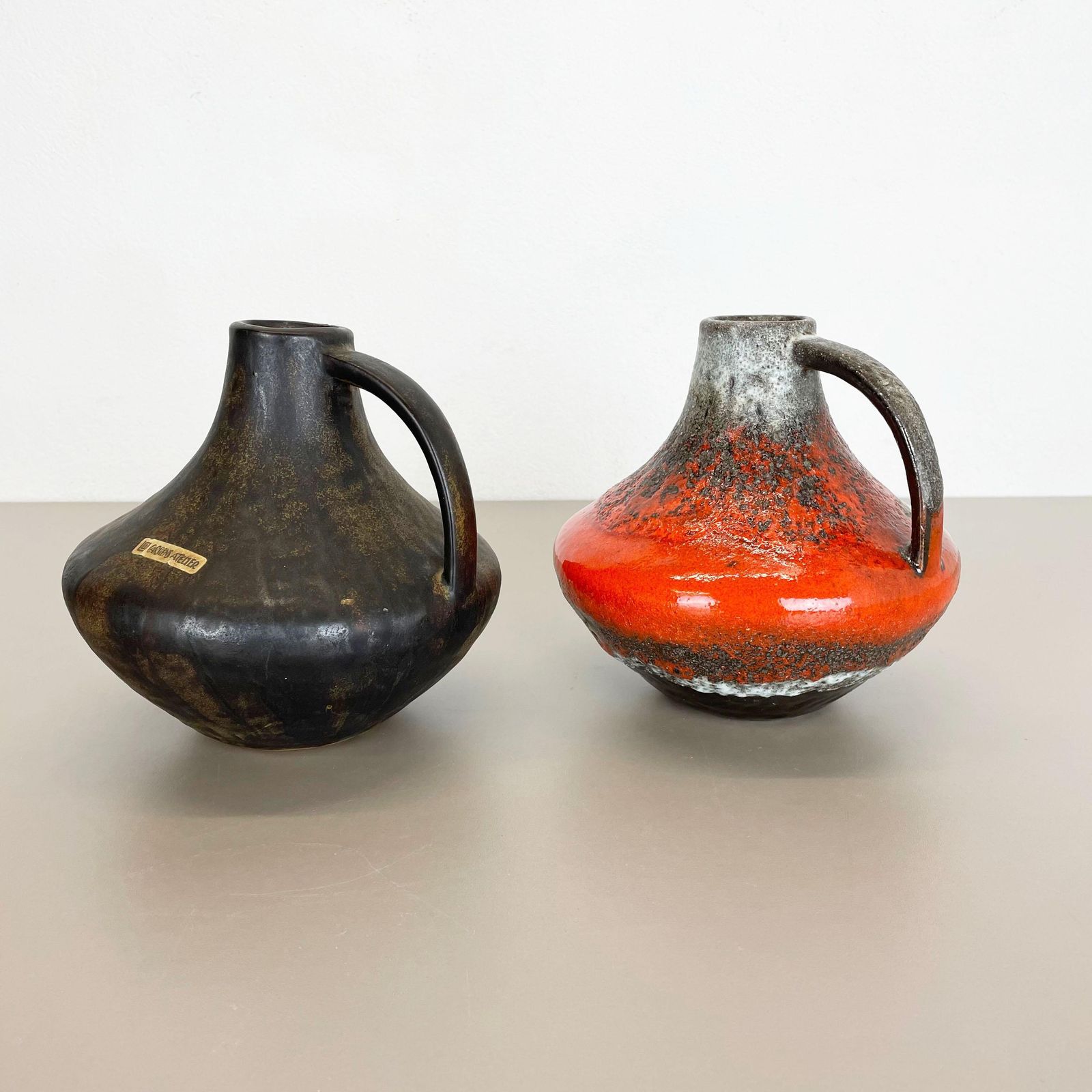 Set Of 2 Fat Lava Pottery Vases Heinz Siery Carstens Tönnieshof, Germany, 1970s photo for sale