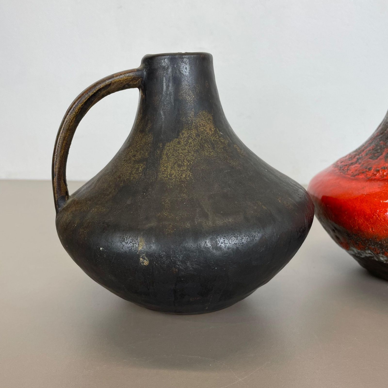 photo for sale Set Of 2 Fat Lava Pottery Vases Heinz Siery Carstens Tönnieshof, Germany, 1970s