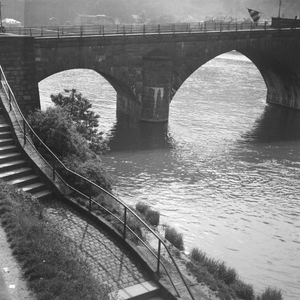 Karl Heinrich Lämmel Old Bridge Over River Neckar At Heidelberg, Germany 1938, Printed Later 1938/2021