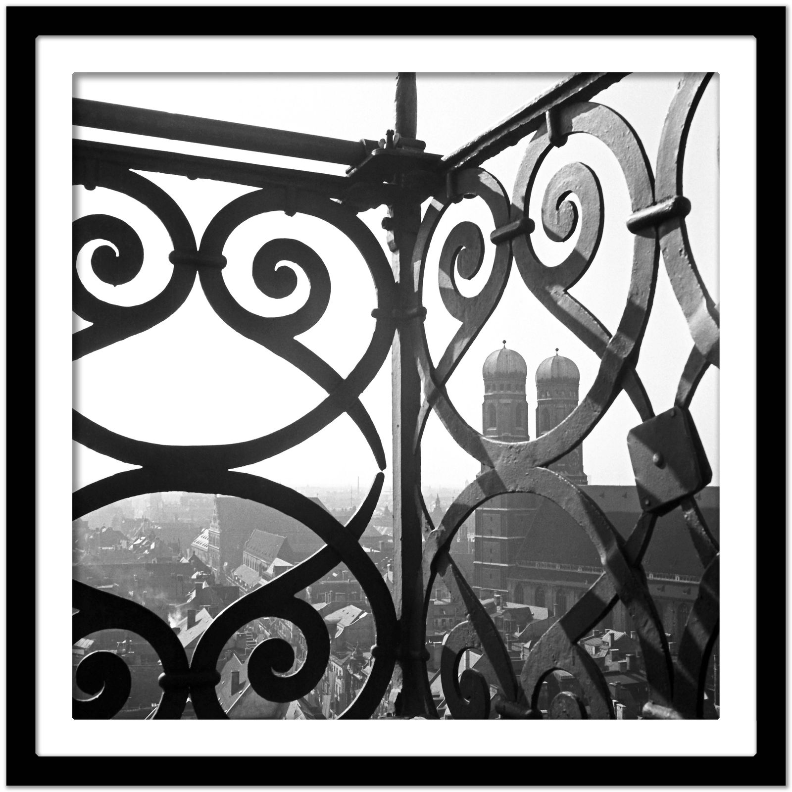 Karl Heinrich Lämmel View To Munich Frauenkirche Church With Railing, Germany 1938, Printed Later 1938/2021 photo Art