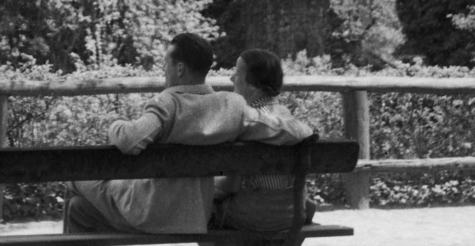 Karl Heinrich Lämmel Couple On Bench At Heidelberg Castle, Germany 1936, Printed Later 1936/2021 photo for sale