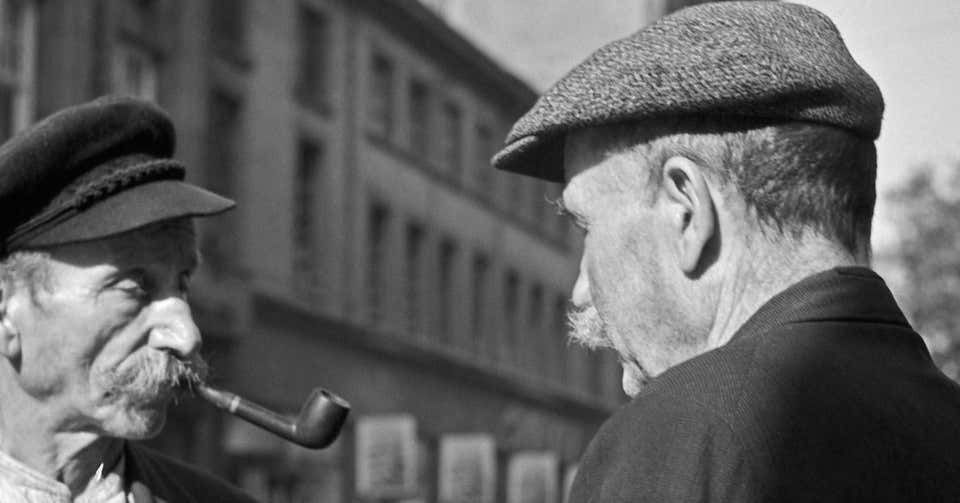 Karl Heinrich Lämmel Two Elder Men Having A Chat At Duesseldorf, Germany 1937 Printed Later 1937/2021 photo furniture