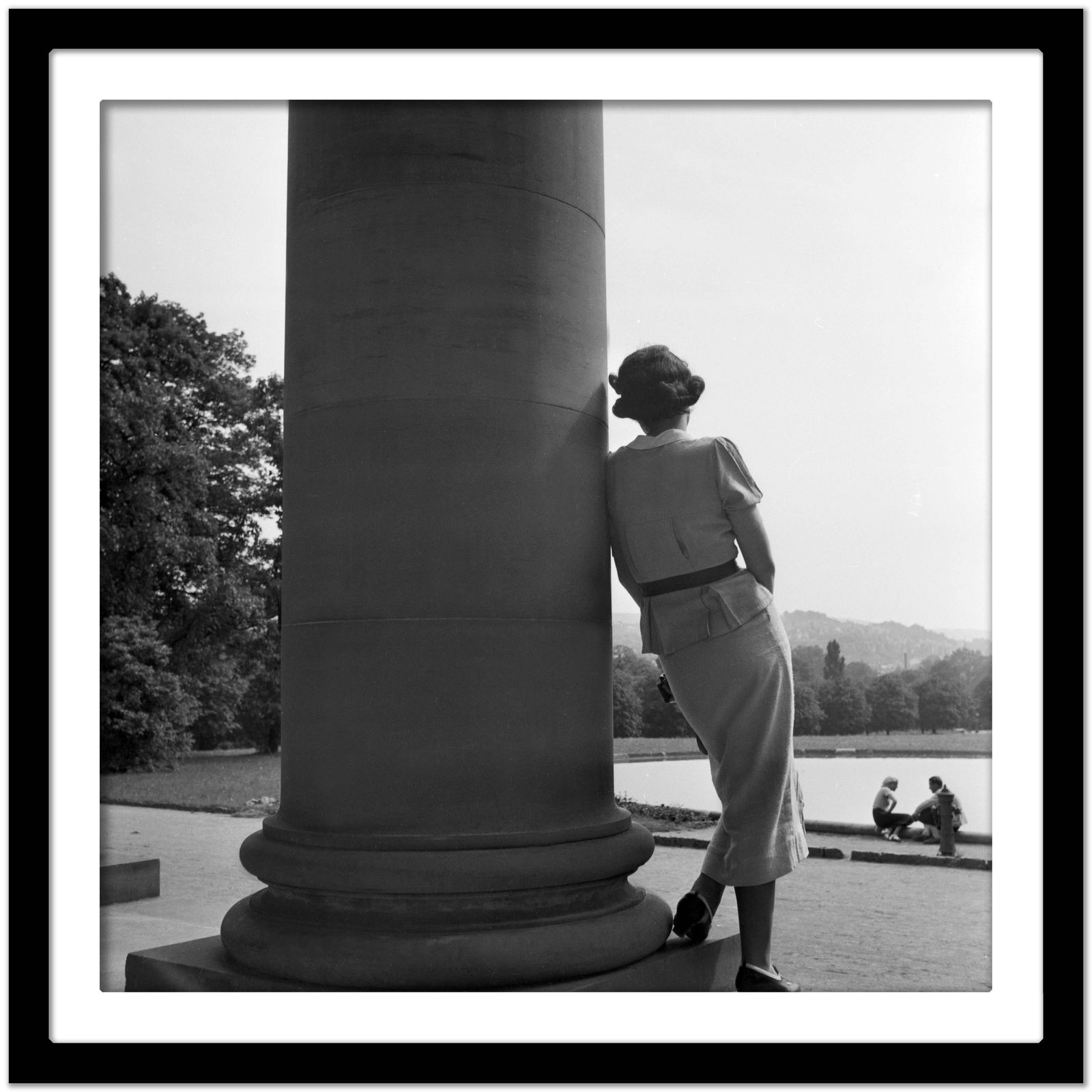 Woman Leaning On Column Cannstatt, Stuttgart Germany 1935, Printed Later photo Art
