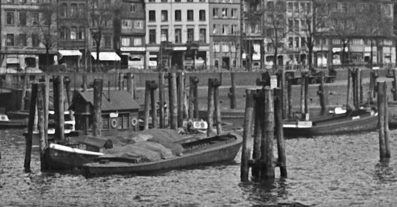 Karl Heinrich Lämmel Barges Boats At Hamburg Harbor To St. Nicolas Church Germany 1938 Printed Later 1938/2021 photo for sale
