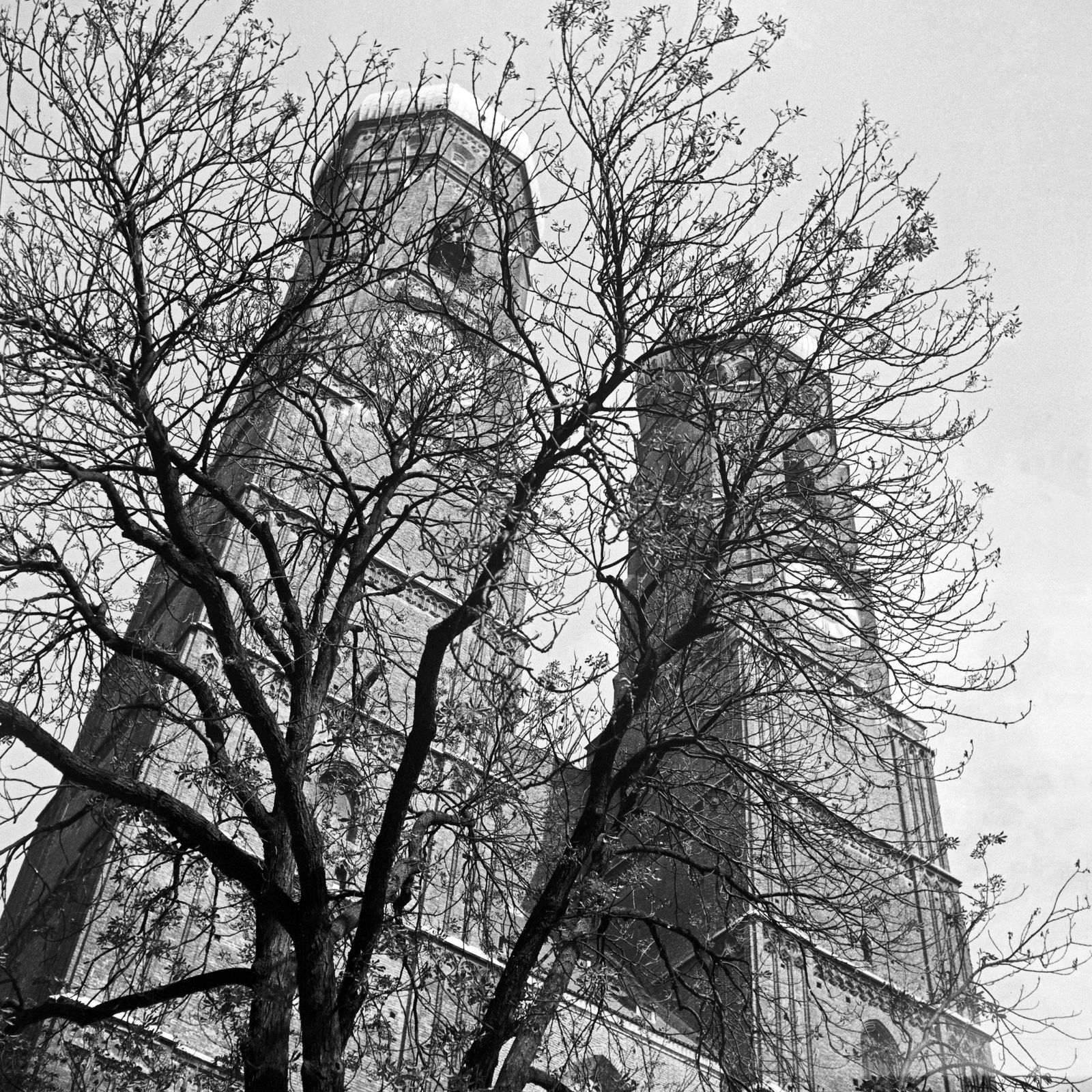 Twin Belfries Of Munich Frauenkirche Church, Munich Germany 1938, Printed Later