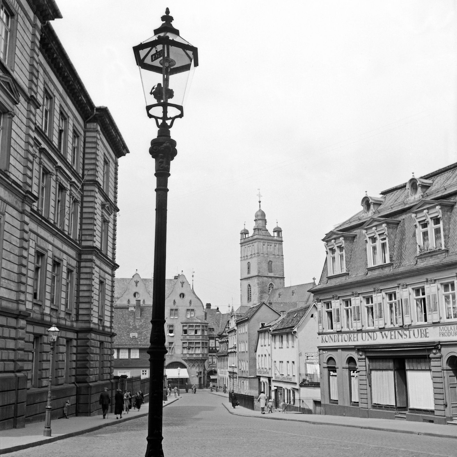 Karl Heinrich Lämmel Street Scene Darmstadt View To Stadtkirche Church, Germany 1938 Printed Later