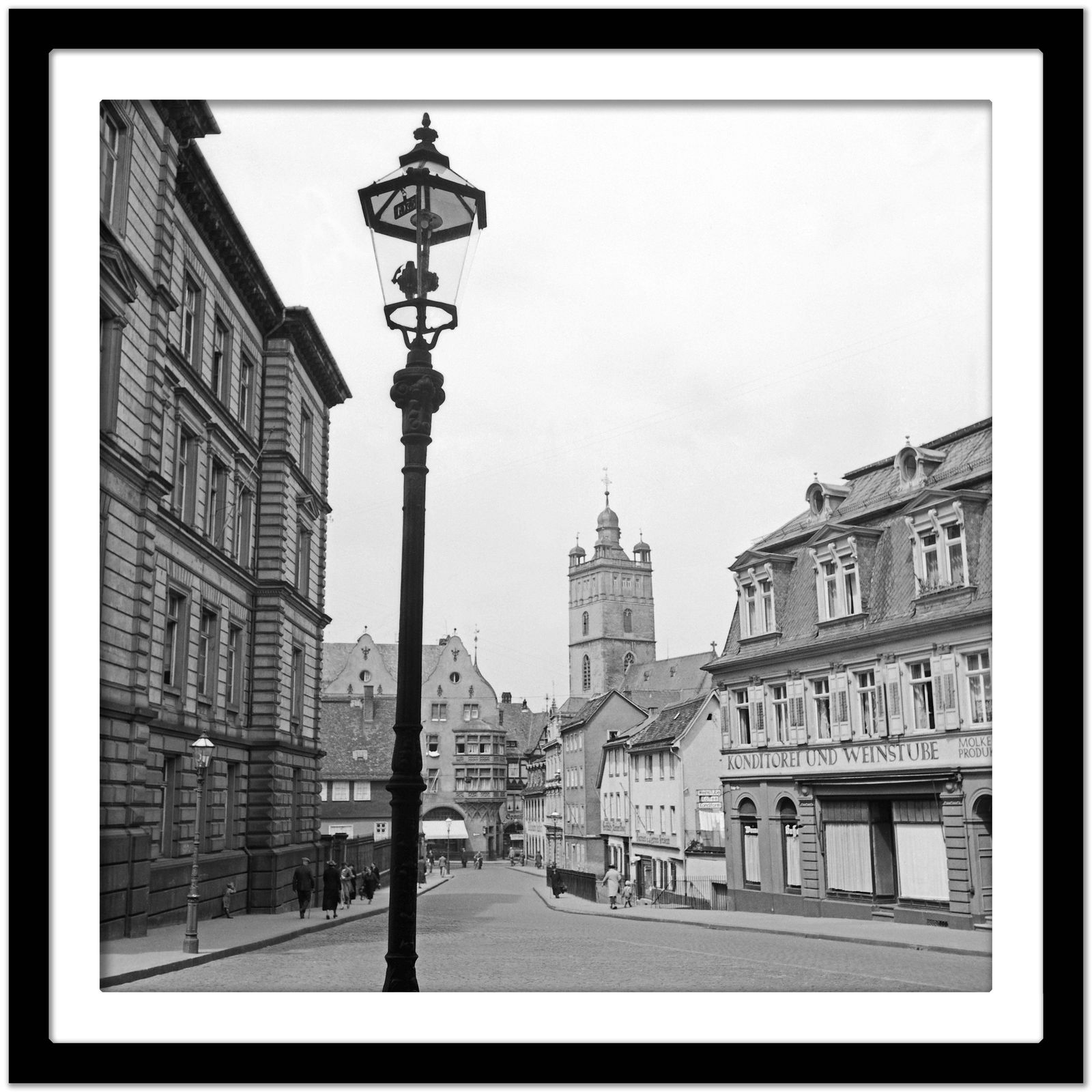 Karl Heinrich Lämmel Street Scene Darmstadt View To Stadtkirche Church, Germany 1938 Printed Later photo Art
