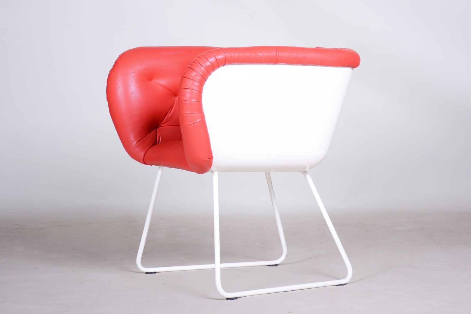 Mid Century Red And White Armchair, Original Condition, Czechia, 1960s photo 910.0