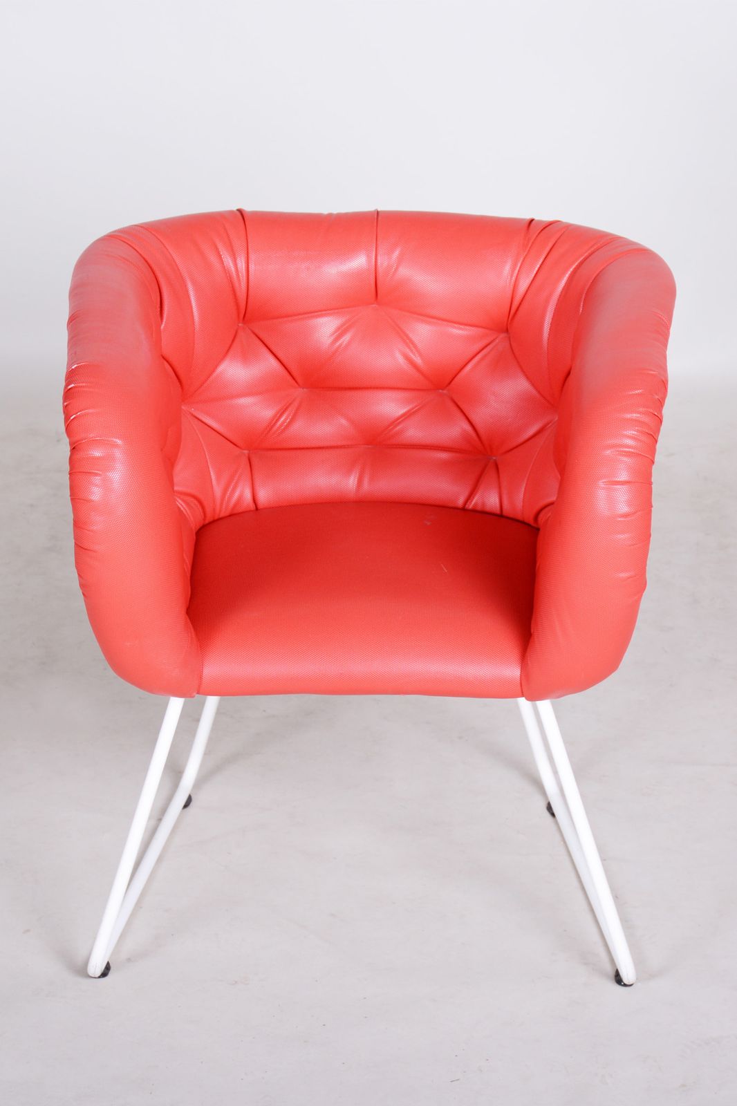 Mid Century Red And White Armchair, Original Condition, Czechia, 1960s