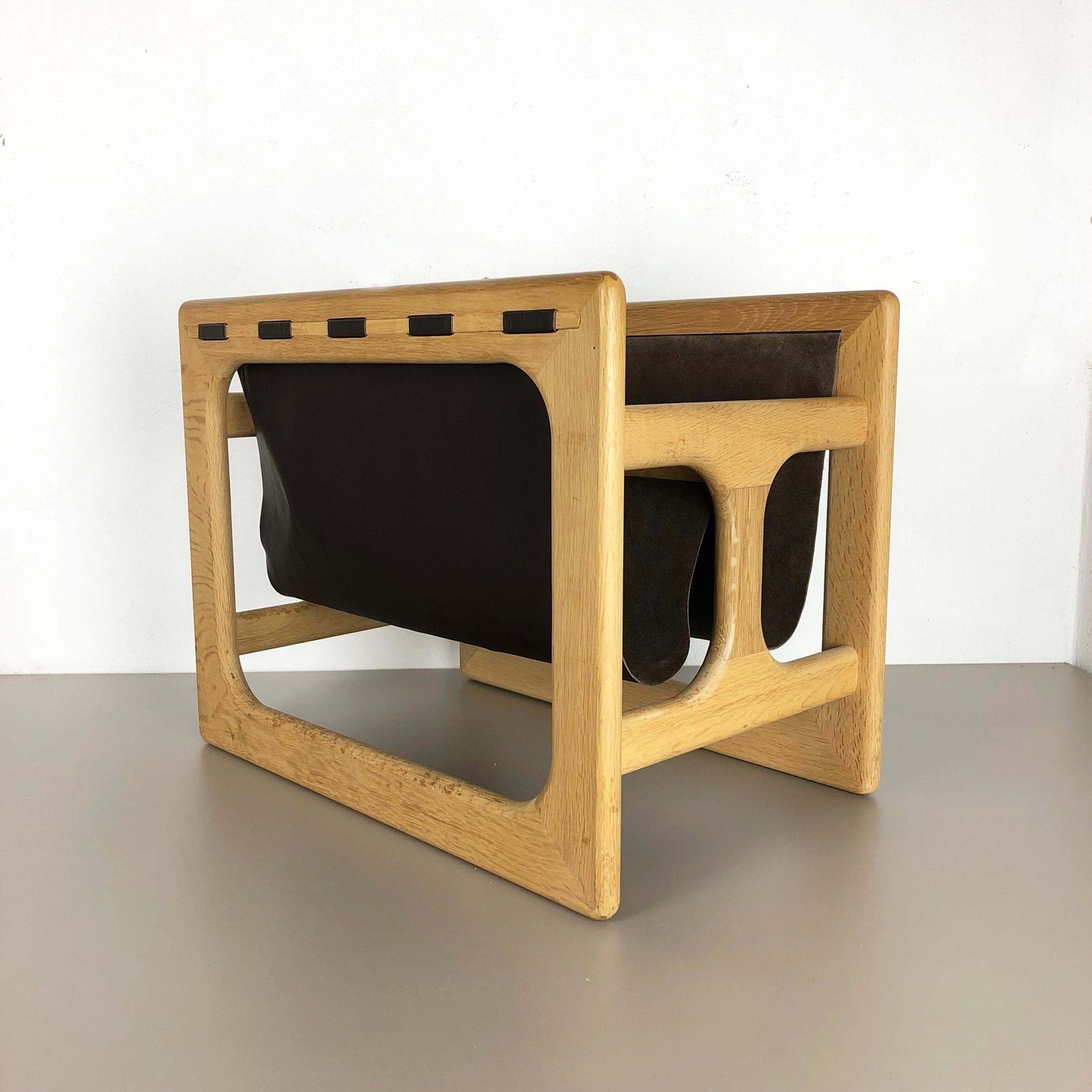 Minimalistic 1970s Danish Oak Wood Magazine Rack Design Made By Salin Møbler photo for sale