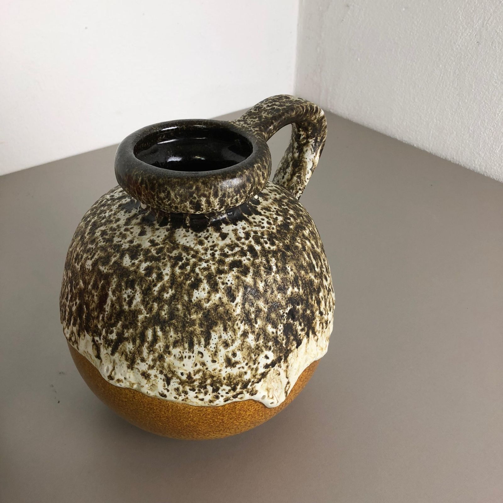 Set Of Two Pottery Fat Lava Vases Model "484 21" Made By Scheurich Germany 1970s photo 480.0