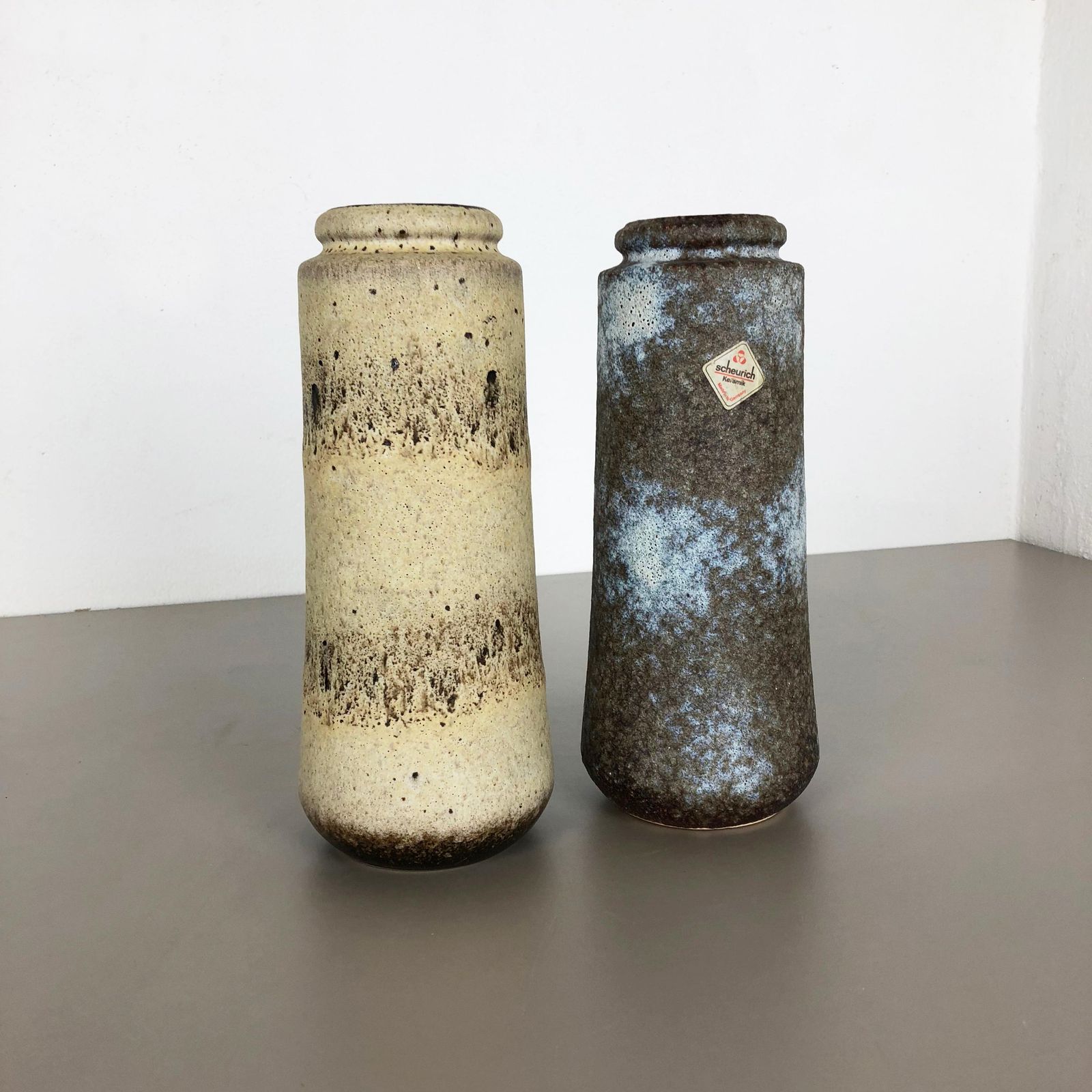 Set Of Two Pottery Fat Lava Vases "206 26" Made By Scheurich, Germany, 1970s photo furniture