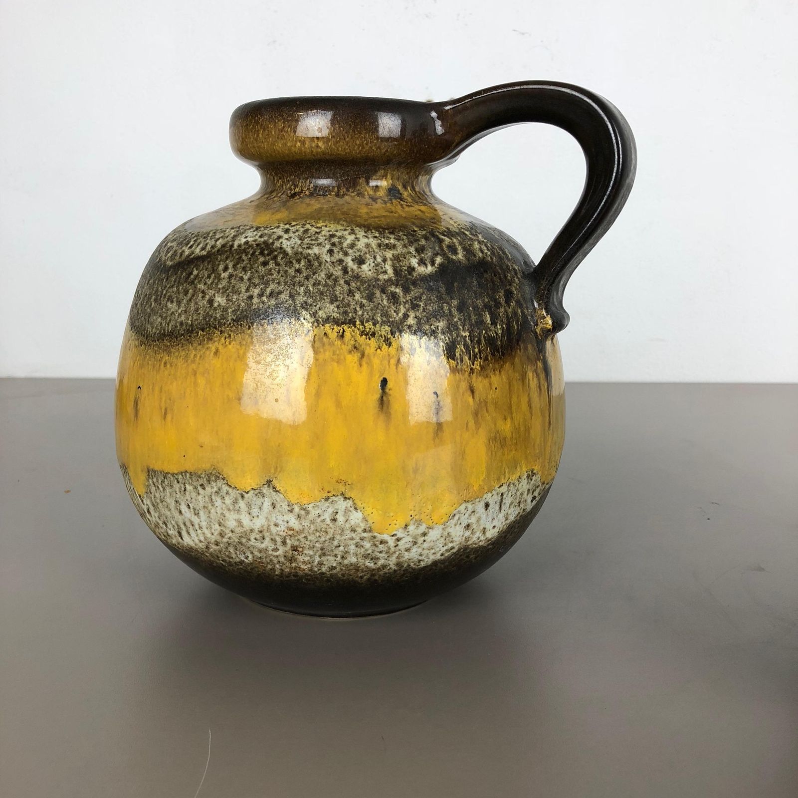 480.0 Set Of Two Pottery Fat Lava Vases Model "484 21" Made By Scheurich Germany 1970s photo