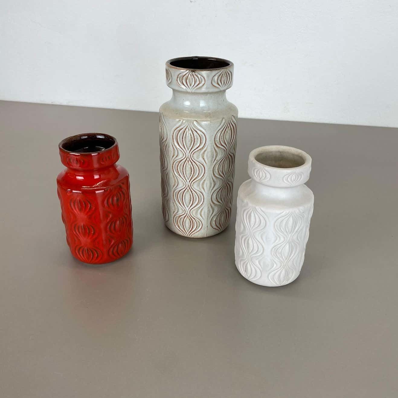 Set Of Three Pottery Fat Lava Vases 285 "Onion" By Scheurich, Germany, 1970s photo furniture