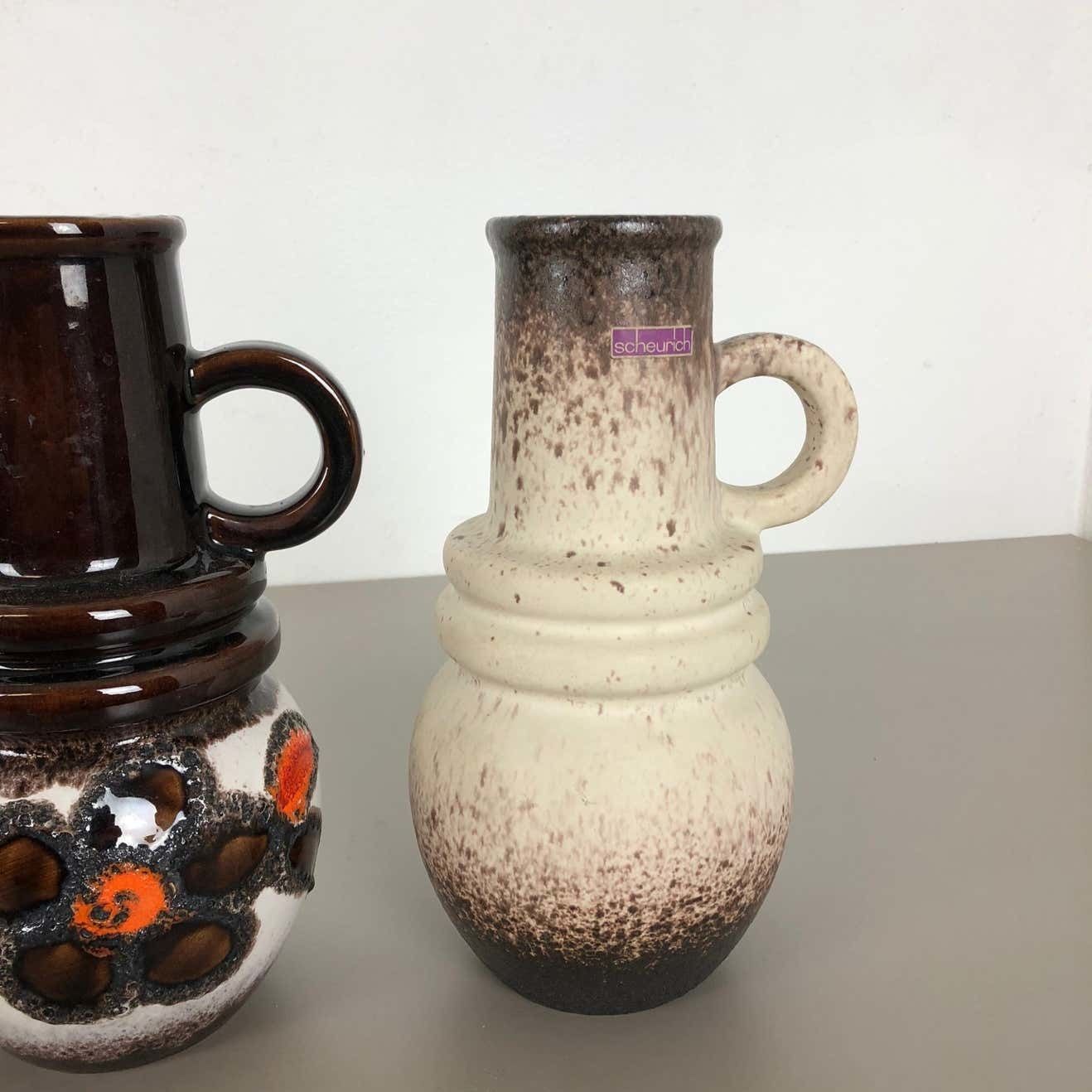 photo buy Set Of Three 1970s Pottery Fat Lava "Vienna" Vases Made By Scheurich, Germany