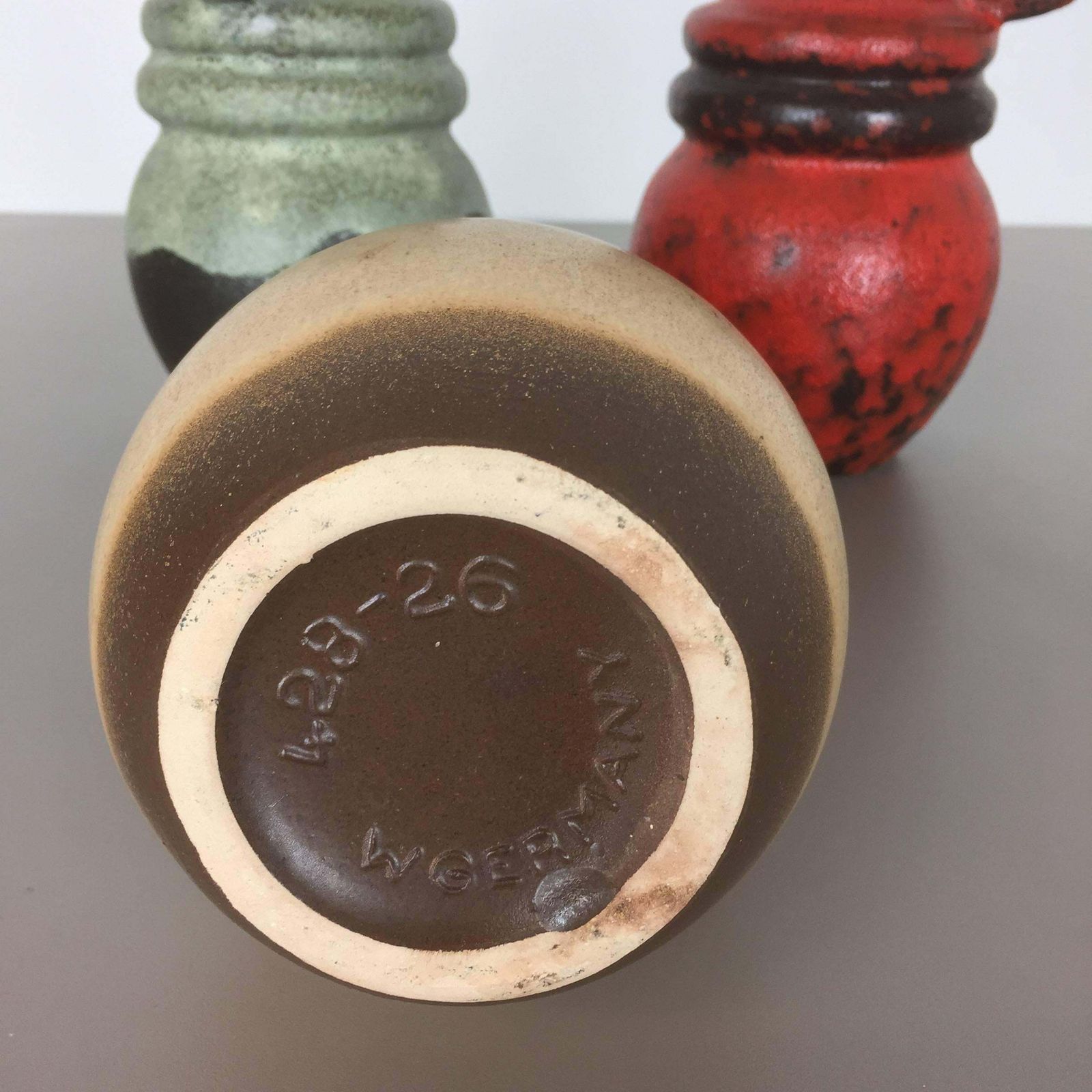 photo for sale Set Of Three 1970s Pottery Fat Lava "Vienna" Vases Made By Scheurich, Germany