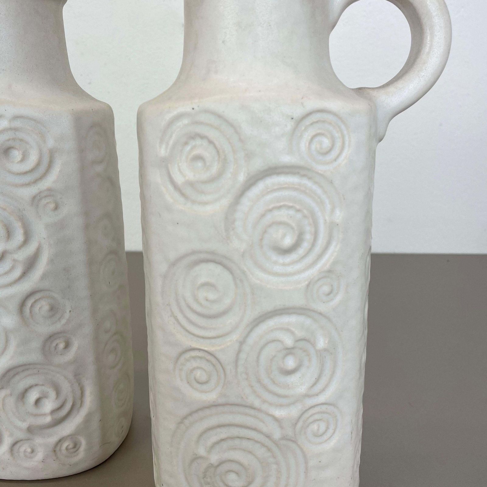 photo furniture Set Of Two Pottery Fat Lava Vases Jura "482 28" Made By Scheurich, Germany 1970s