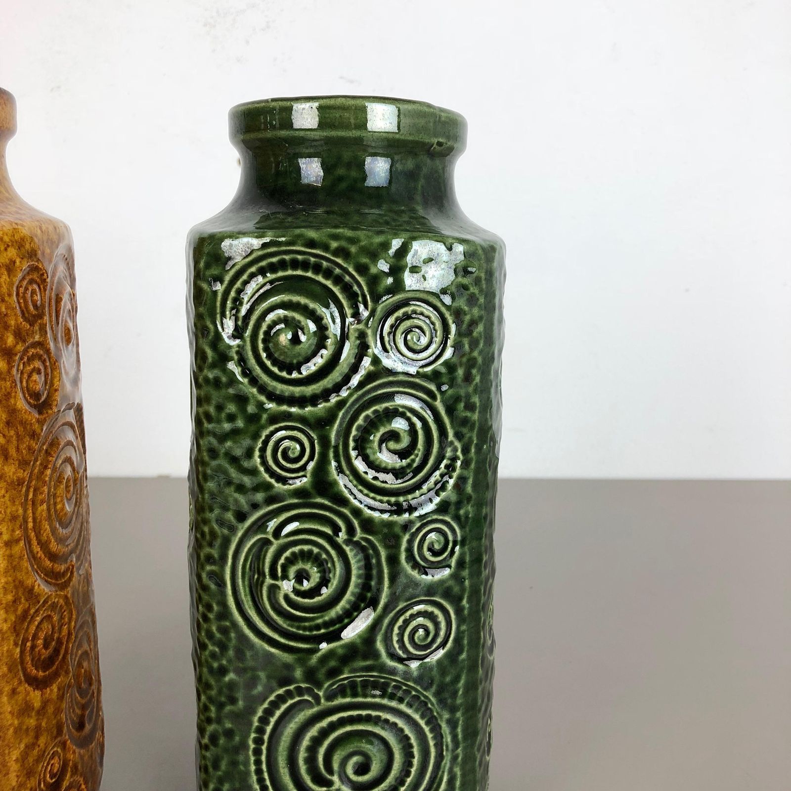 Set Of Two Pottery Fat Lava Vases Jura "282 26" Made By Scheurich, Germany 1970s photo 349.0