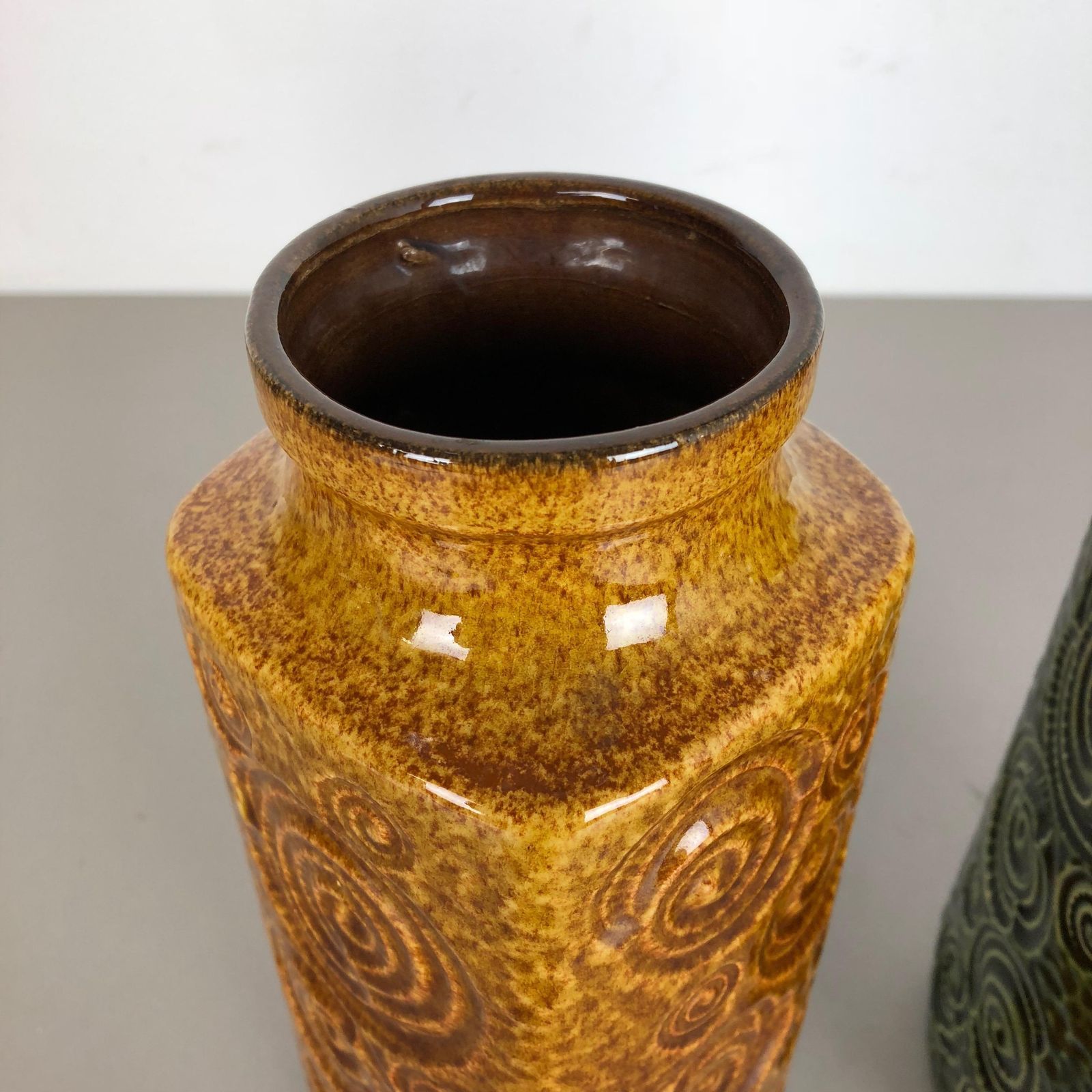 Set Of Two Pottery Fat Lava Vases Jura "282 26" Made By Scheurich, Germany 1970s photo vintage