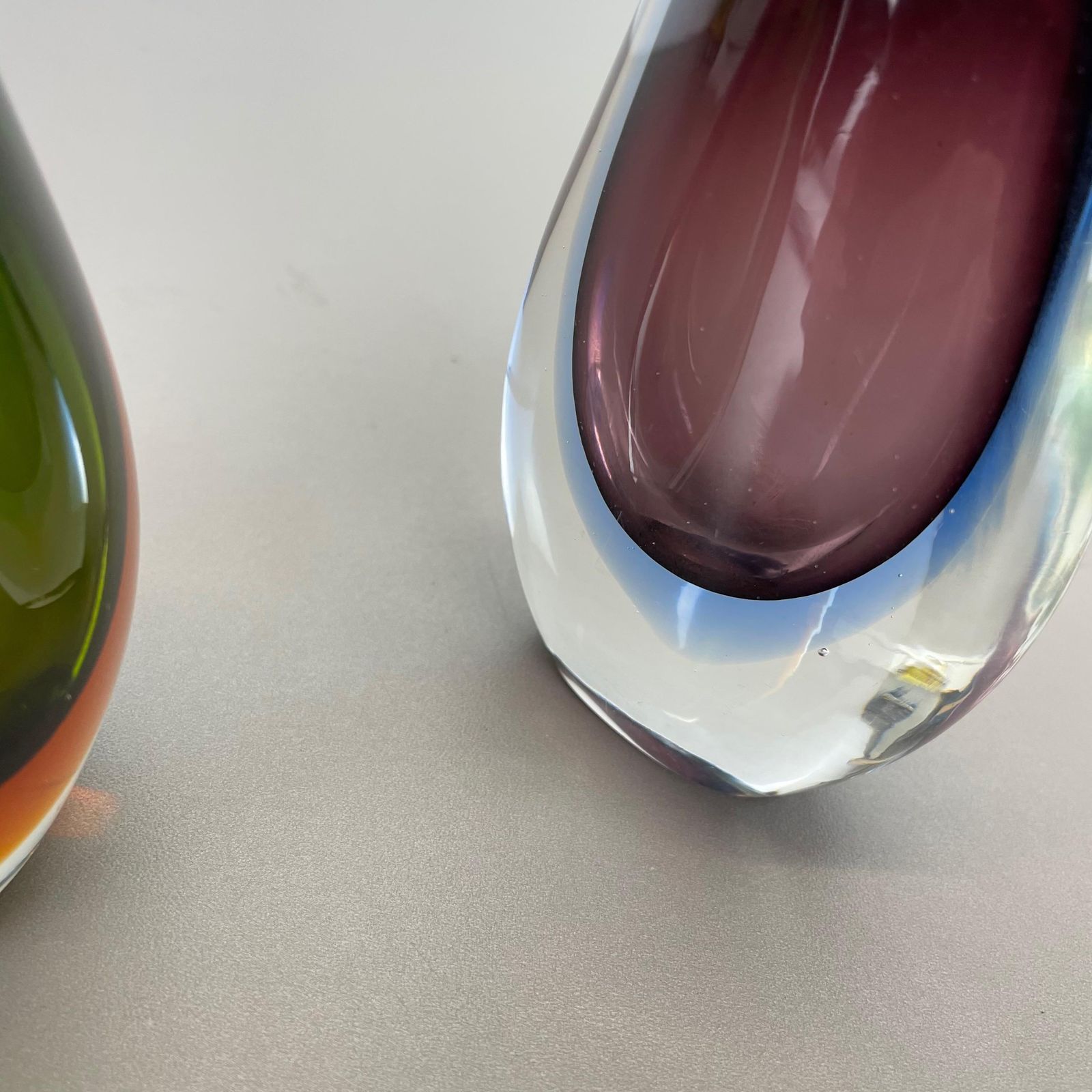 photo vintage Rare Set Of 2 Organic Multicolor Murano Glass Sommerso Vases, Italy, 1970s