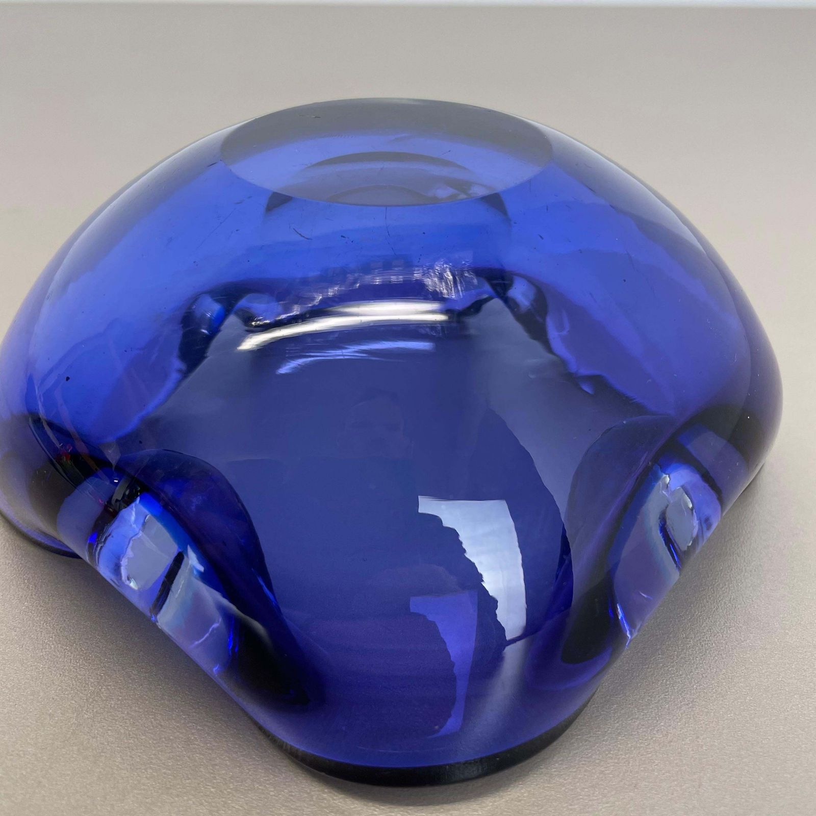 photo buy Heavy Murano Glass "Blue" Bowl Element Shell Ashtray Murano, Italy, 1970s