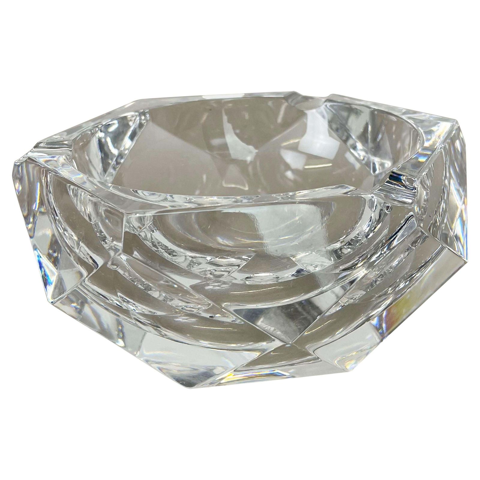 Heavy Crystal "Diamond" Glass Ashtray By Val Saint Lambert, Belgium, 1970s photo furniture