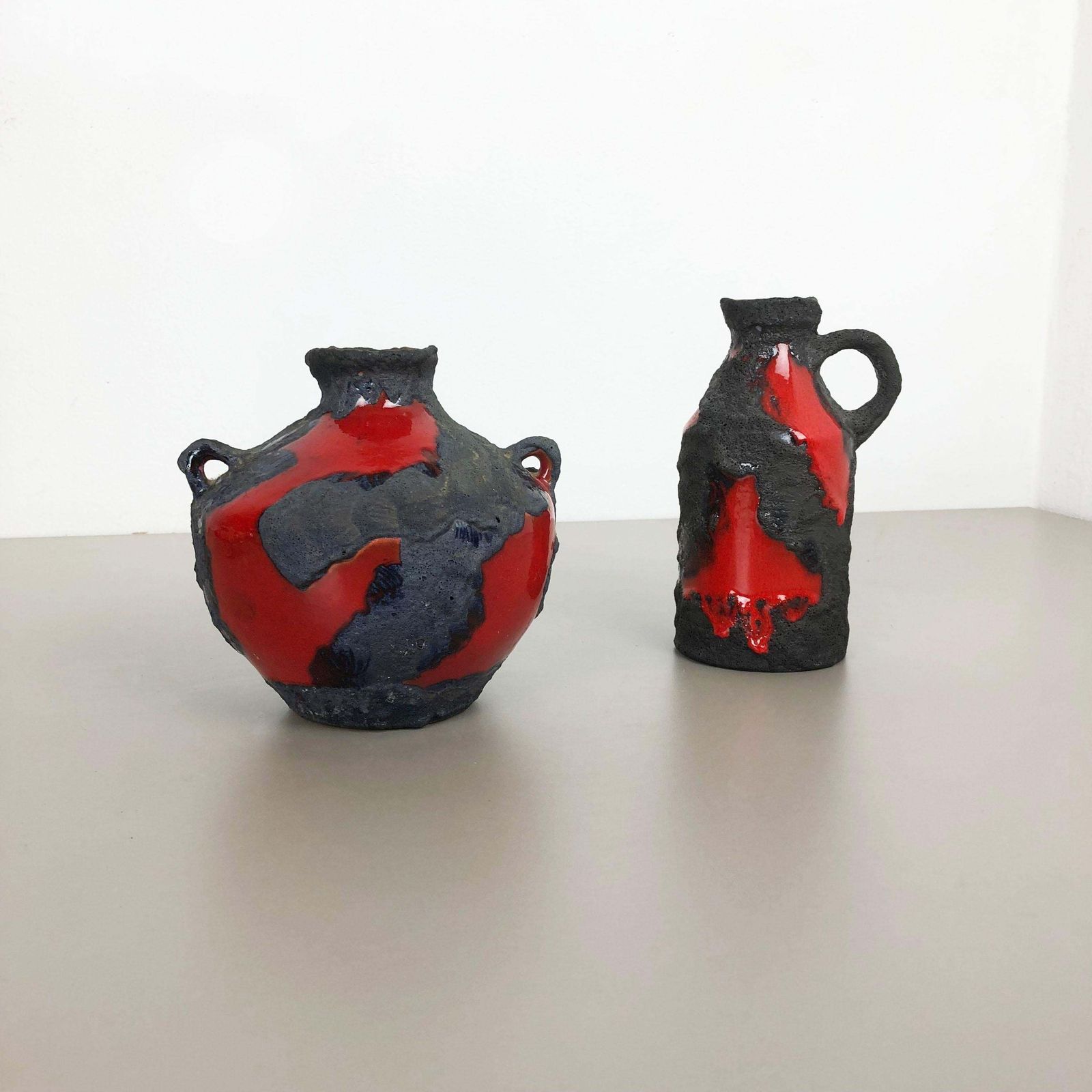 Set Of 2 Original 1970 Ceramic Studio Pottery Vase By Marei Ceramics, Germany photo for sale