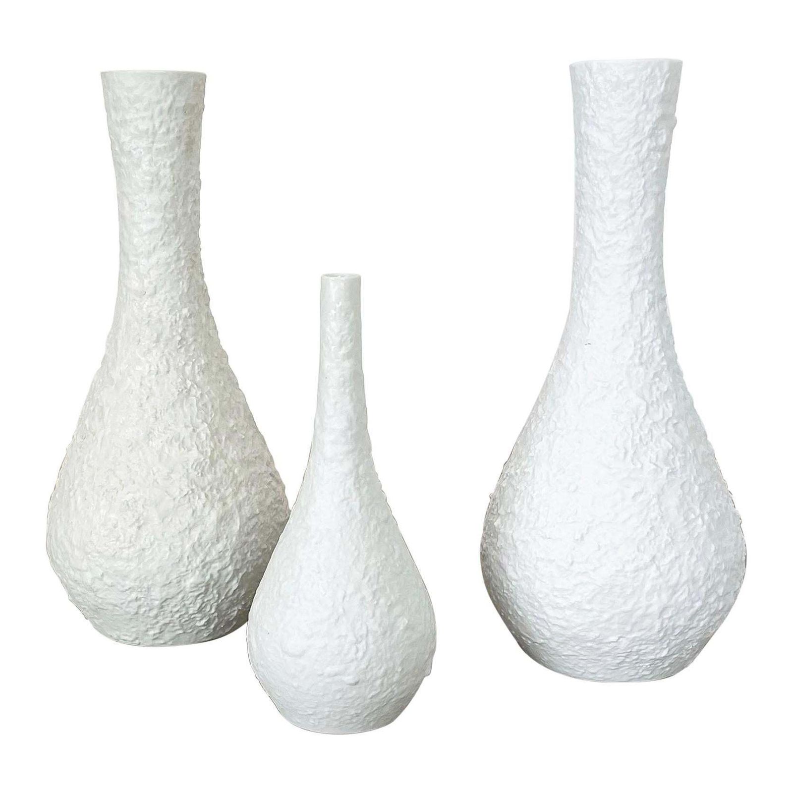 Set Of 3 Op Art Biscuit Porcelain Vases By Edelstein Bavaria, Germany, 1970s photo furniture