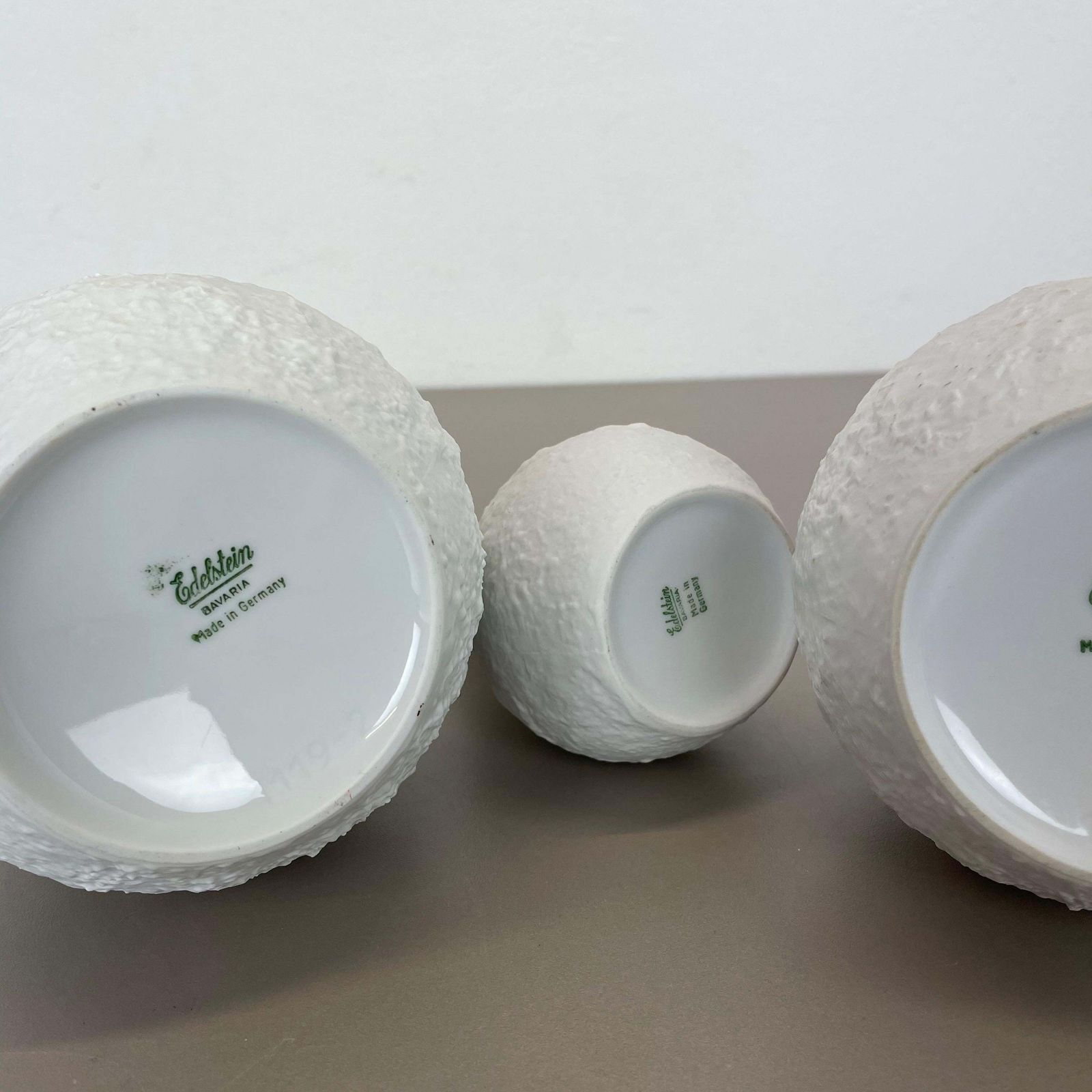 photo buy Set Of 3 Op Art Biscuit Porcelain Vases By Edelstein Bavaria, Germany, 1970s