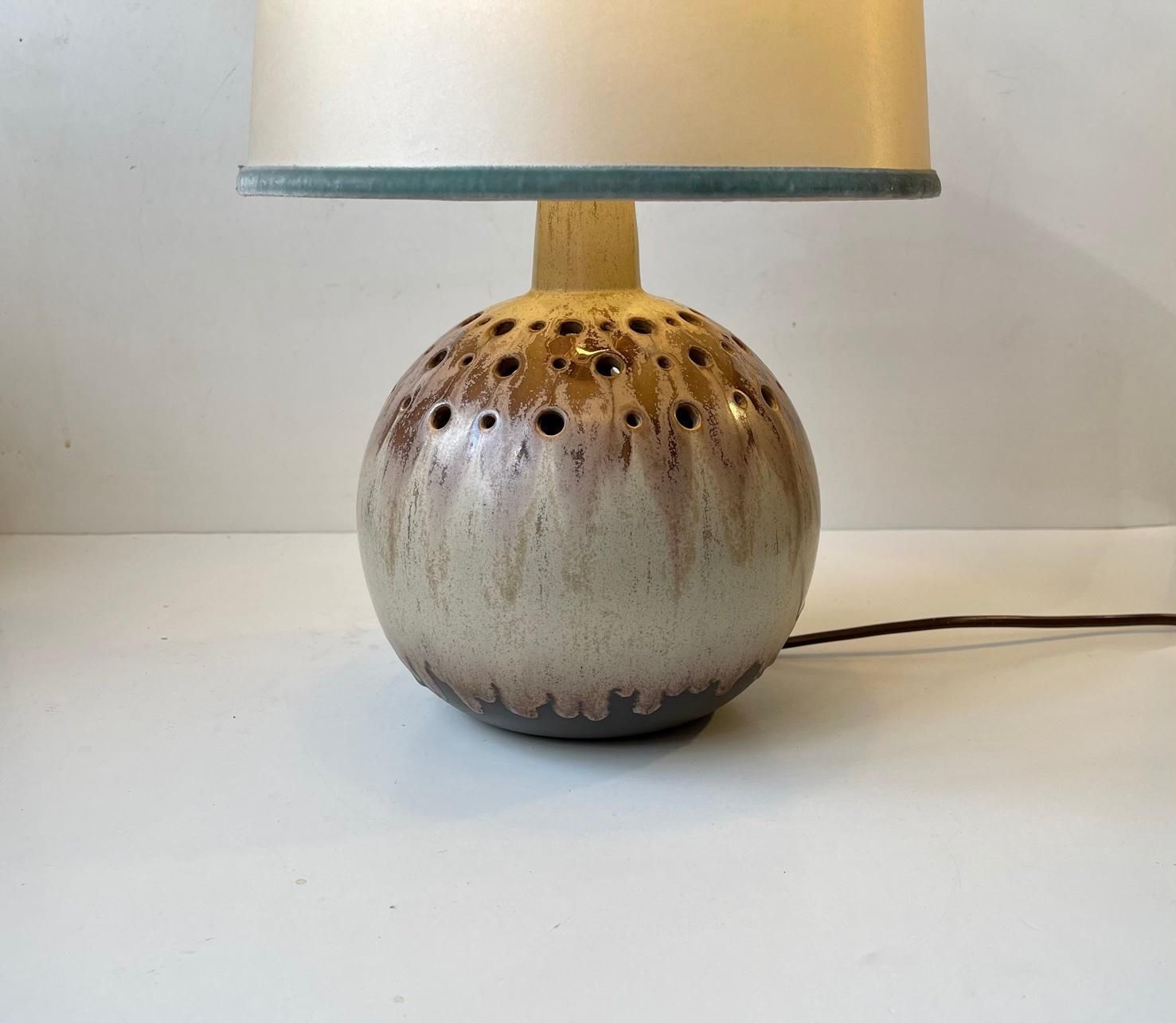 Spherical Scandinavian Modern Pottery Table Lamp, 1970s photo Lighting