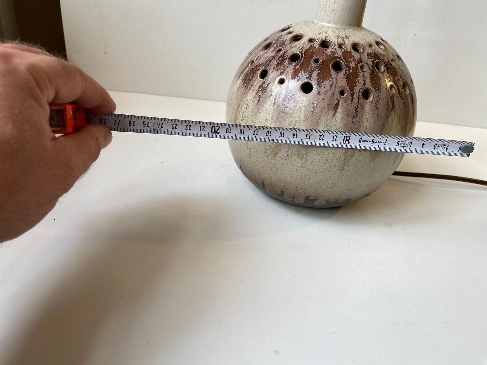 photo furniture Spherical Scandinavian Modern Pottery Table Lamp, 1970s