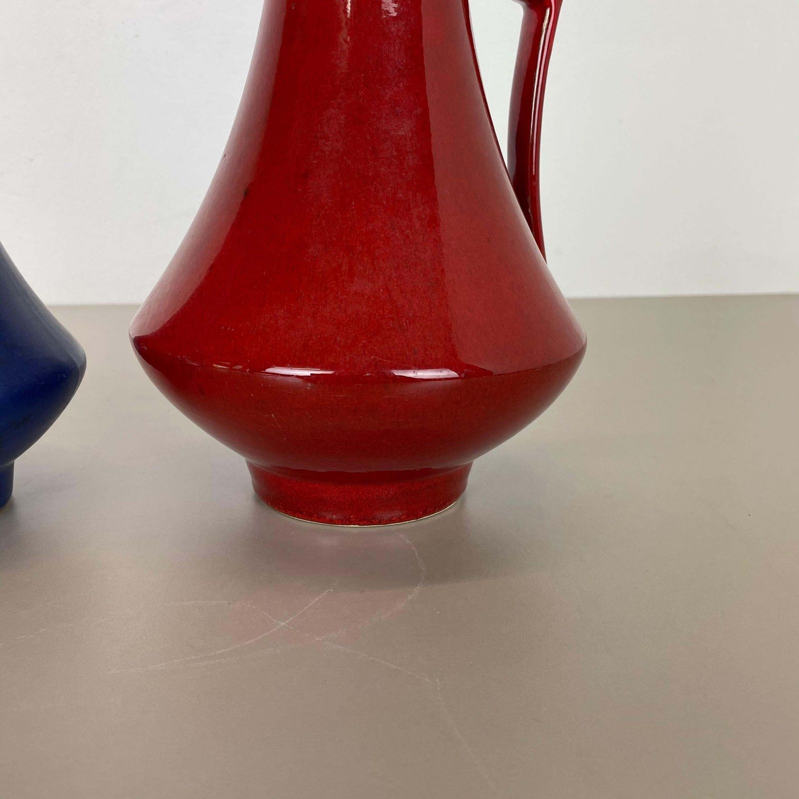photo for sale Set Of Two Pottery Fat Lava Vases "Black Red" By Jopeko, Germany, 1970s
