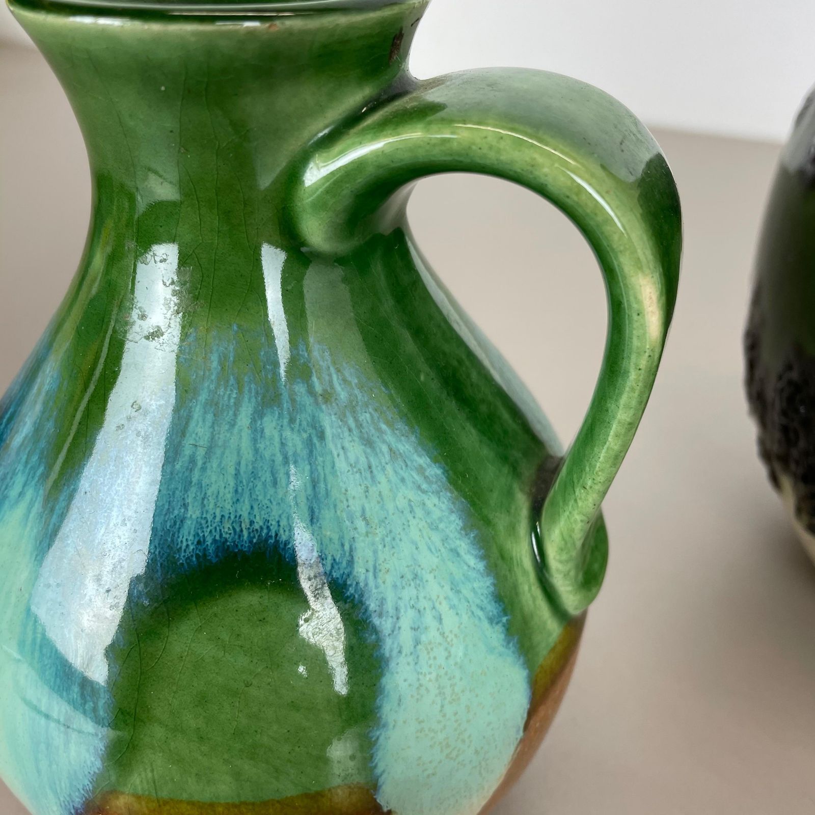Set Of 3 Multi Color Fat Lava Op Art Pottery Vase Made Bay Ceramics, Germany photo 482.0