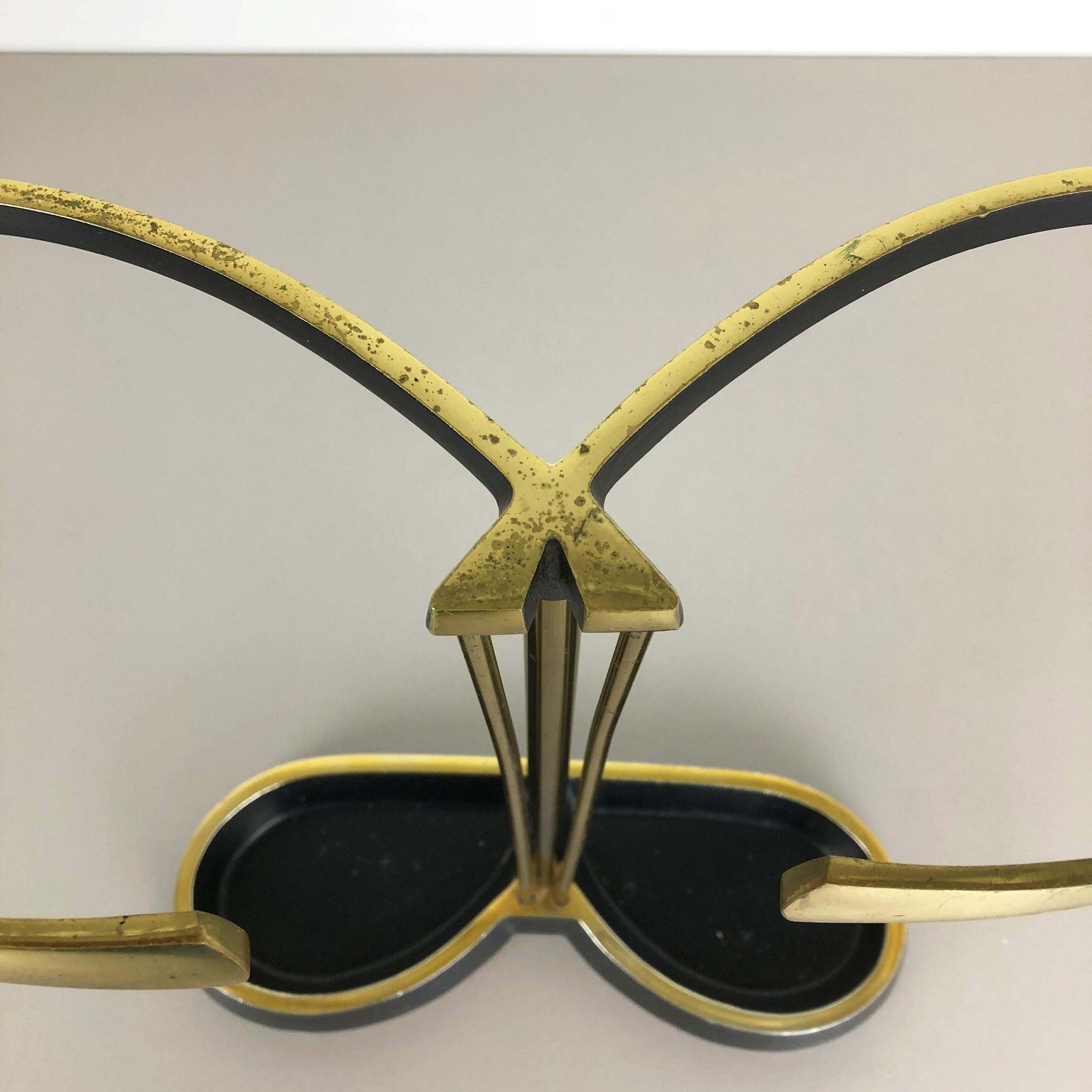 Original Midcentury Metal Brass Auböck Style Umbrella Stand, Austria, 1950s photo vintage