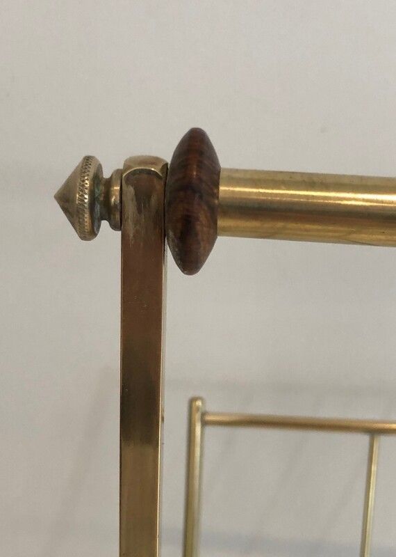 In The Style Of Cesare Lacca Brass And Wood Magazine Rack photo vinterior