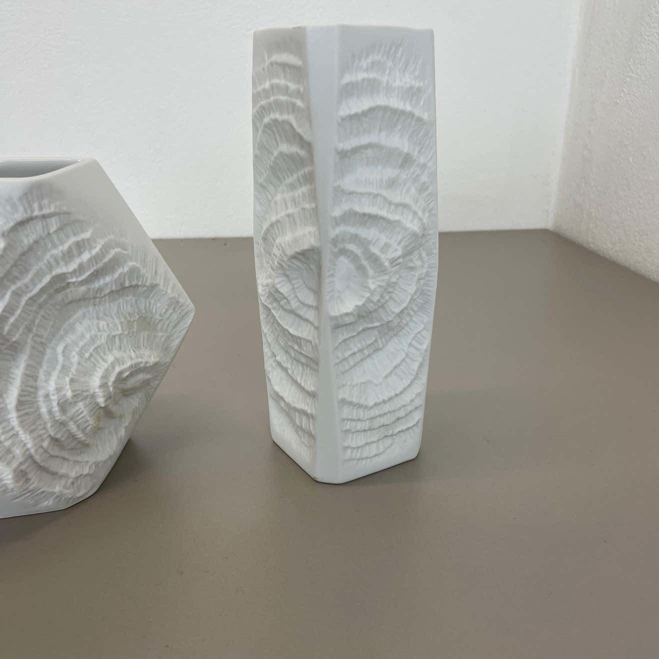 photo furniture Set Of 2 Original Op Art Biscuit Porcelain Vases By Ak Kaiser, Germany, 1970s