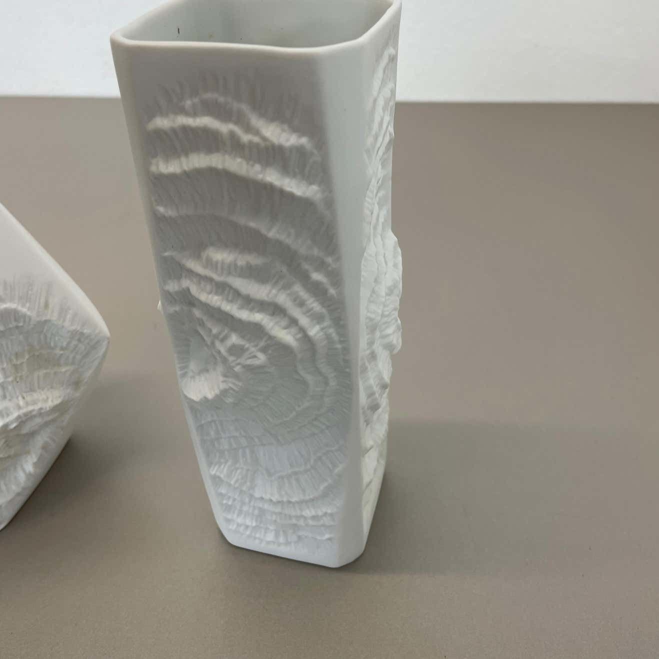 photo for sale Set Of 2 Original Op Art Biscuit Porcelain Vases By Ak Kaiser, Germany, 1970s