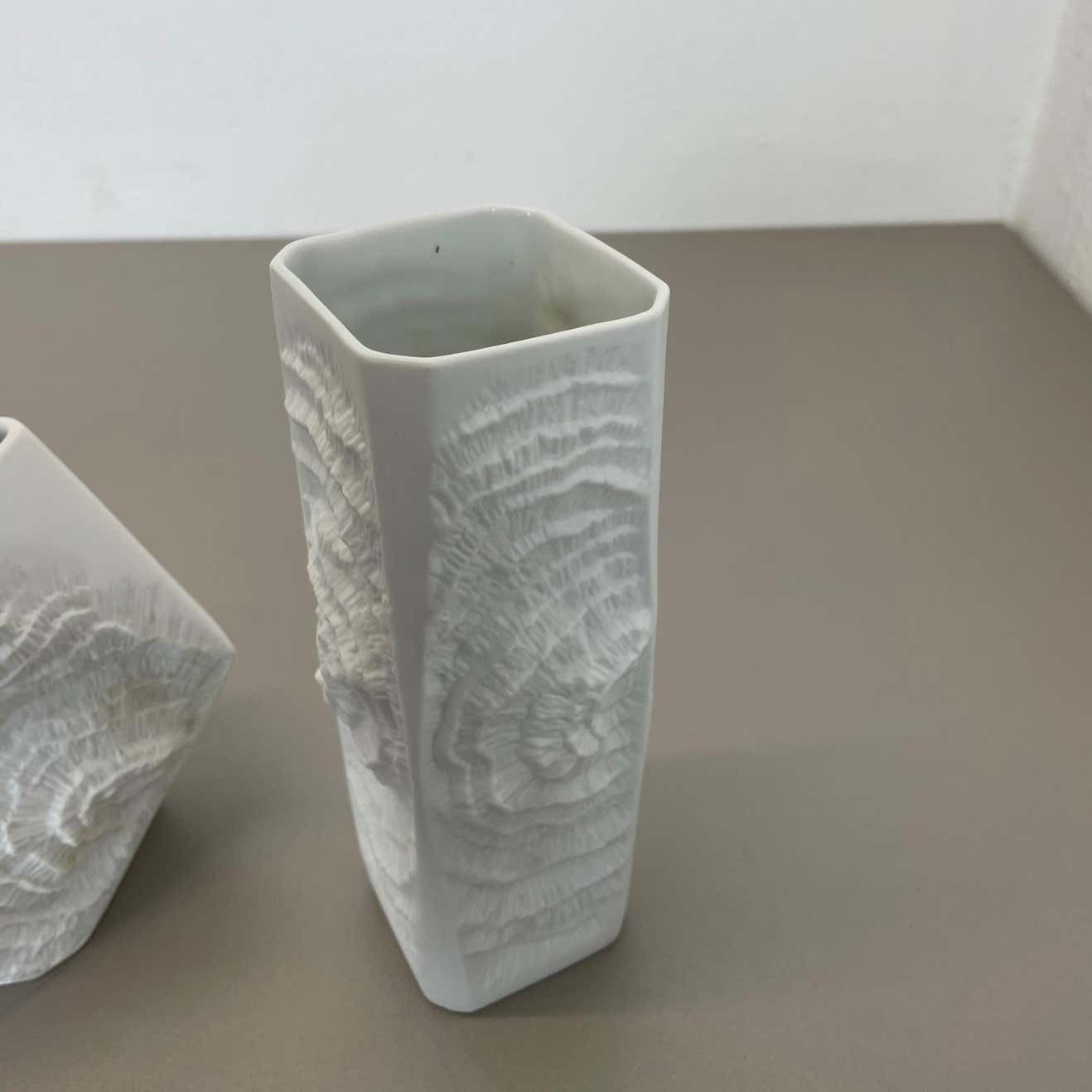 photo vinterior Set Of 2 Original Op Art Biscuit Porcelain Vases By Ak Kaiser, Germany, 1970s