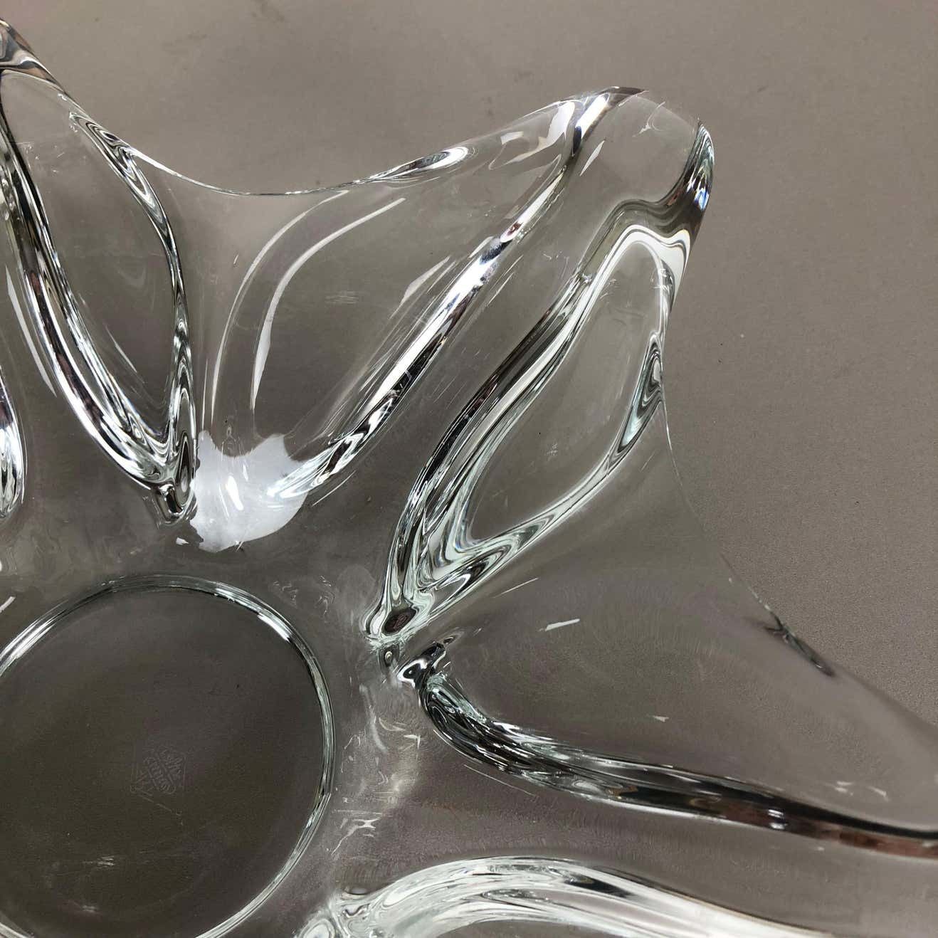 photo for sale Large French Floral Crystal Glass Shell Bowl By Art Vannes, France, 1970s