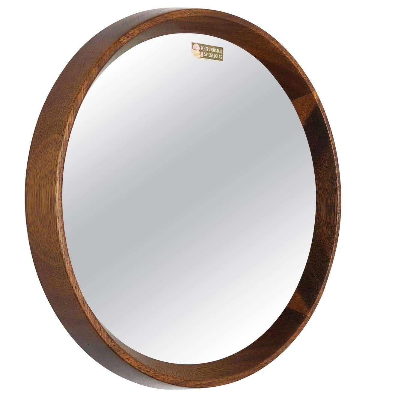 Nos! Original 1960s Crystal Glass And Oak Wood Mirror, Made In Germany Nr. 1