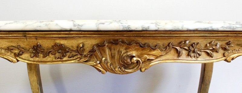 photo furniture Marble And Gilded Wood Center Table, Regency Style, 2nd Part Of The 19th Century