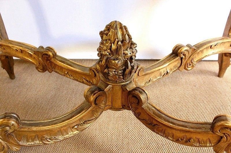 Furniture Marble And Gilded Wood Center Table, Regency Style, 2nd Part Of The 19th Century photo