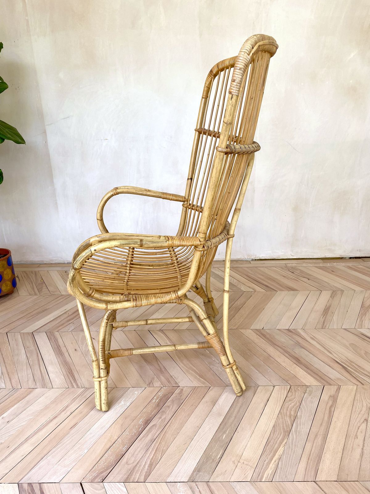 photo buy Pair Of Mid Century Wing Back Bamboo Occasional Chairs