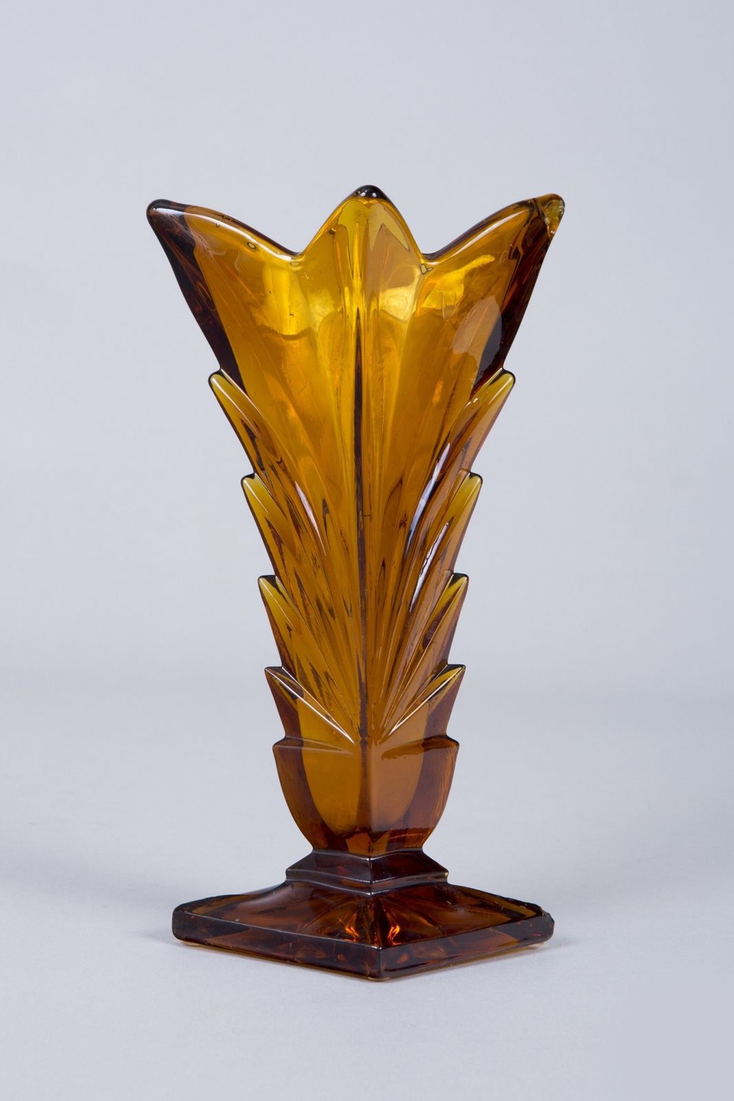 Glass Pink Yellow And Orange Vases Made In Bohemia, Original Condition. Art Deco photo for sale
