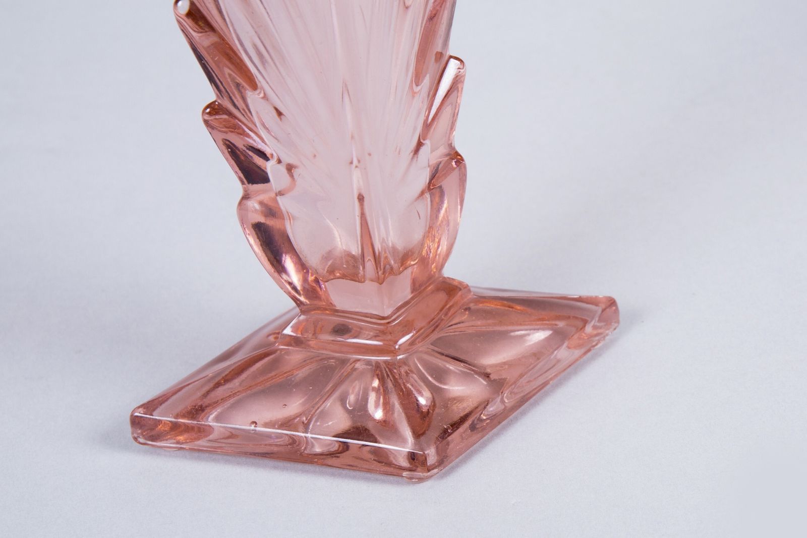 Glass Pink Yellow And Orange Vases Made In Bohemia, Original Condition. Art Deco photo vintage