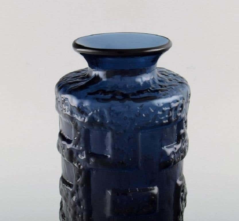 Göte Augustsson For Ruda, Two Vases In Blue Mouth Blown Art Glass photo vinterior