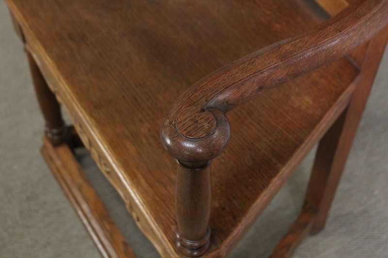 photo for sale Pair Of Armchairs Known As 'Caquetoires' In Blond Oak, Renaissance Style   Late 19th Century